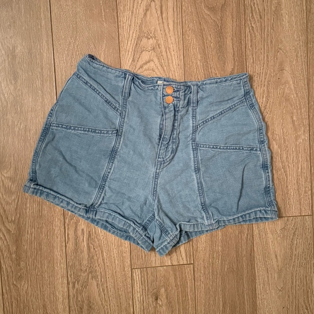 High-Rise Midi Denim Shorts